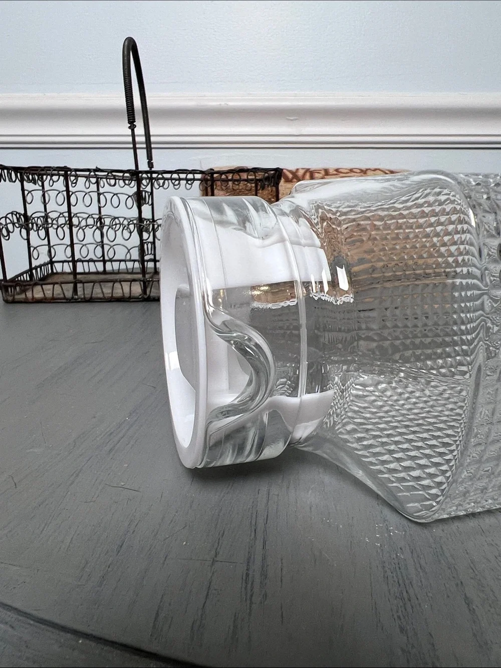 Clear Textured Glass Pitcher with Handle - Home Dining.
